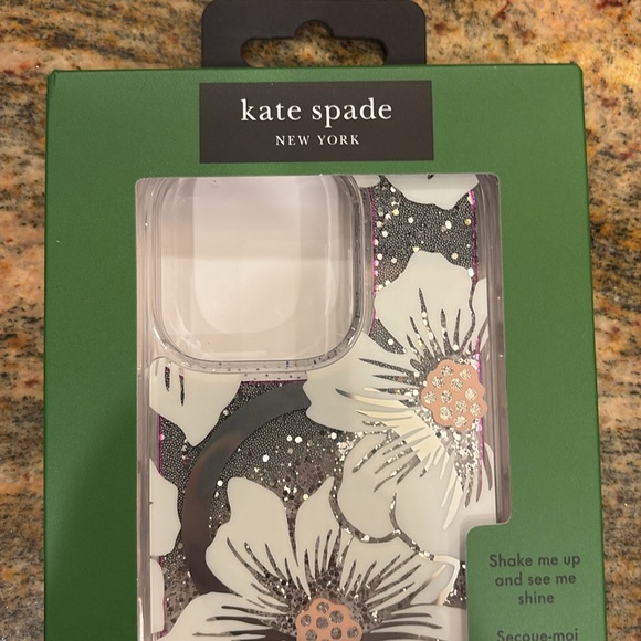 kate spade new york Liquid Glitter Hollyhock Floral MagSafe iPhone 16 PRO NWT - Picture 5 of 7